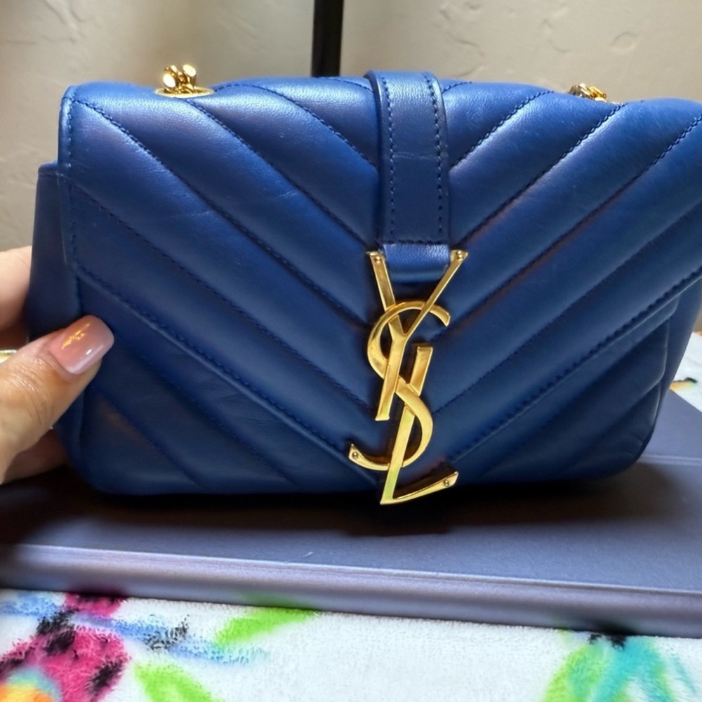 Yves Saint Laurent Royal Blue Quilted Crossbody Bag